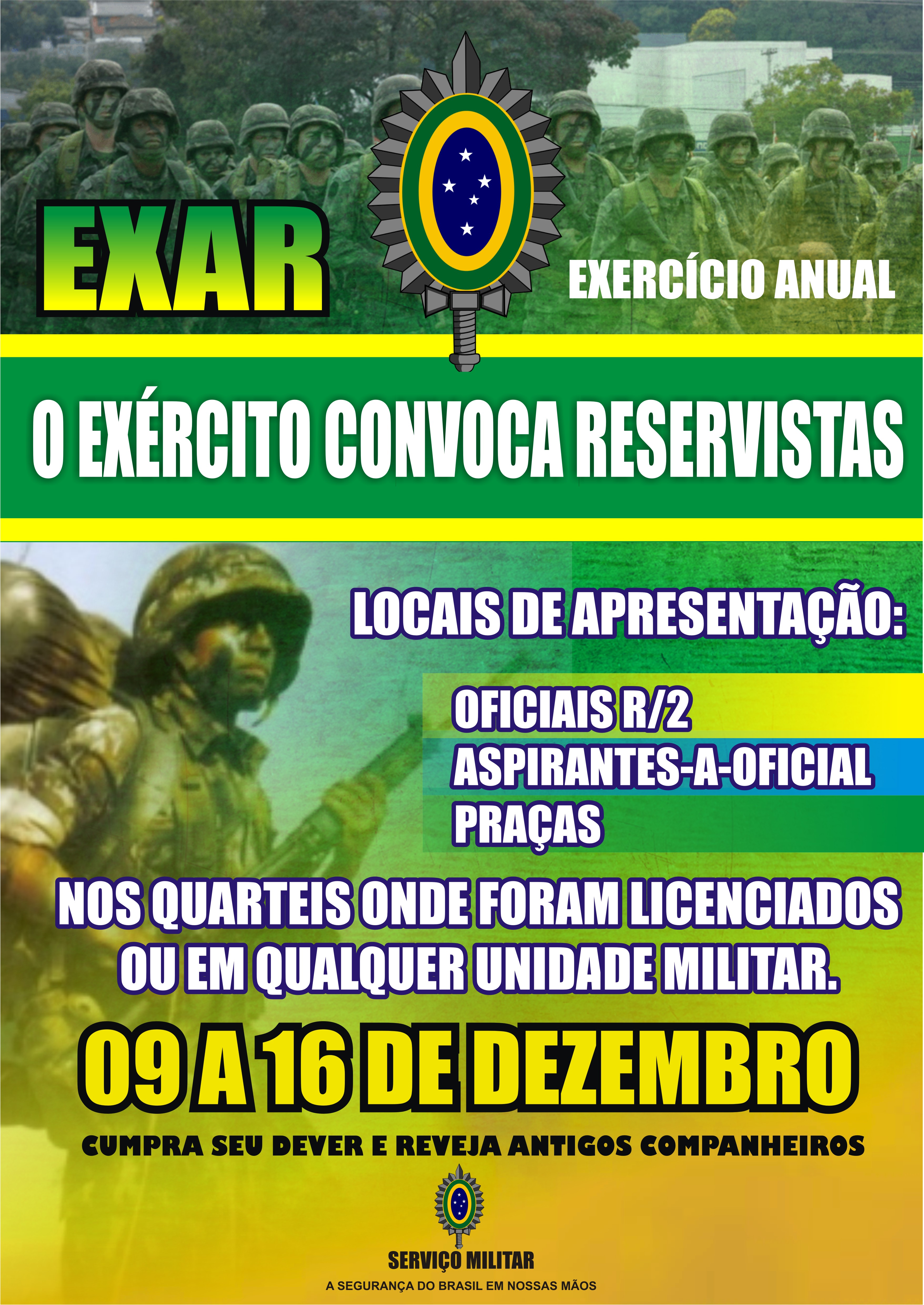 Exército Brasileiro - 16 de dezembro - Dia do Reservista. Parabéns